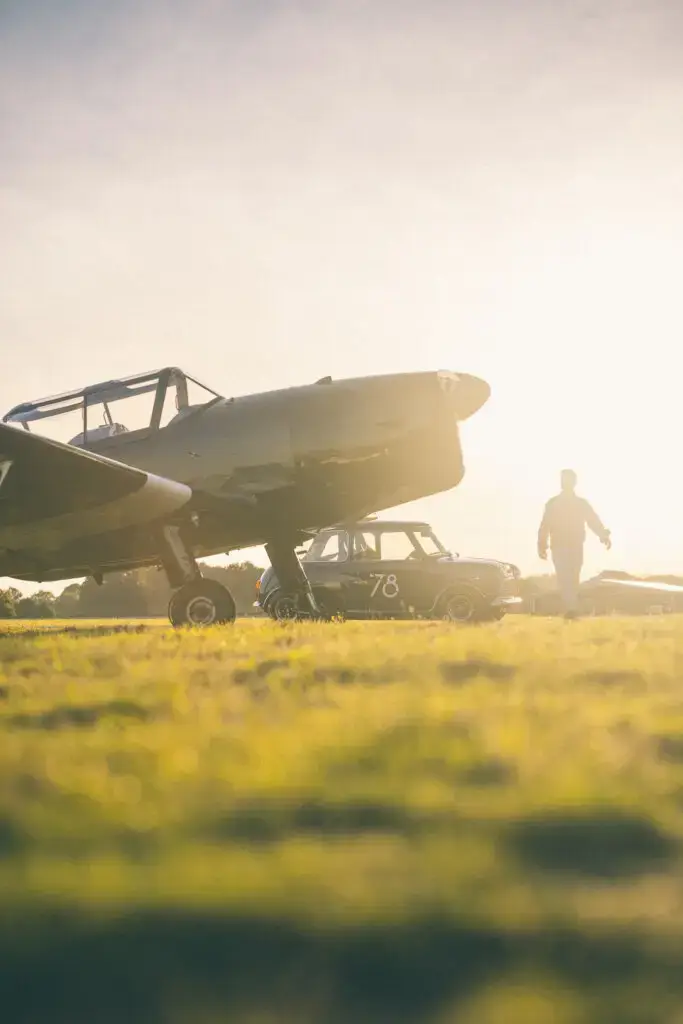 DHC-1 chipmunk next to a Mini Classic from Brooks motors