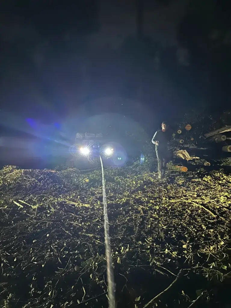 land rover defender getting winched