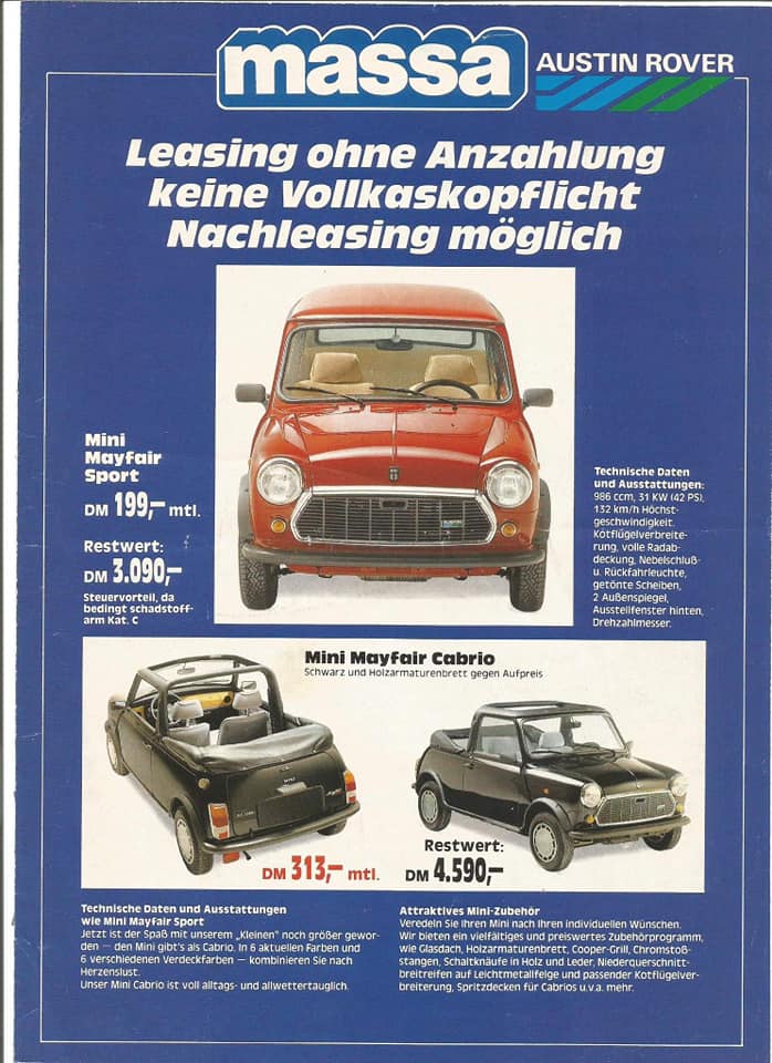 mini massa collaboration germany austin rover for mini classic cabriolet L&H